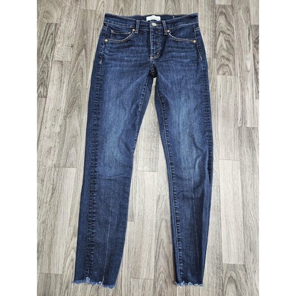 (3/$35) LOFT Jeans Womens 26 / 2 Blue Modern Skinny Raw Frayed Hem Ankle Denim - Picture 1 of 13